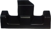 A black stepped bracket with a raised tab at its centre.