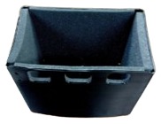 A black open-topped bin with slots along its front.