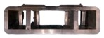 A dark rectangular frame divided into several openings.